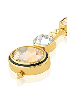 Gold Plated Yellow Crystal Dangler Earrings