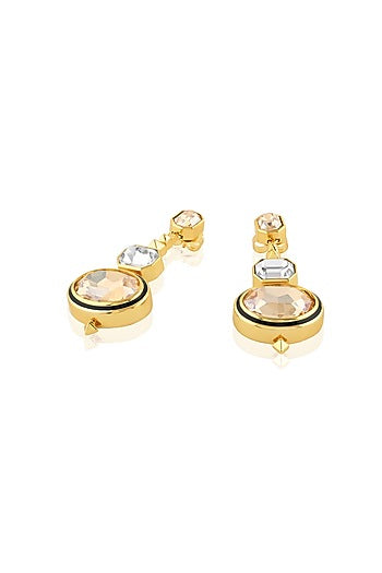 Gold Plated Yellow Crystal Dangler Earrings