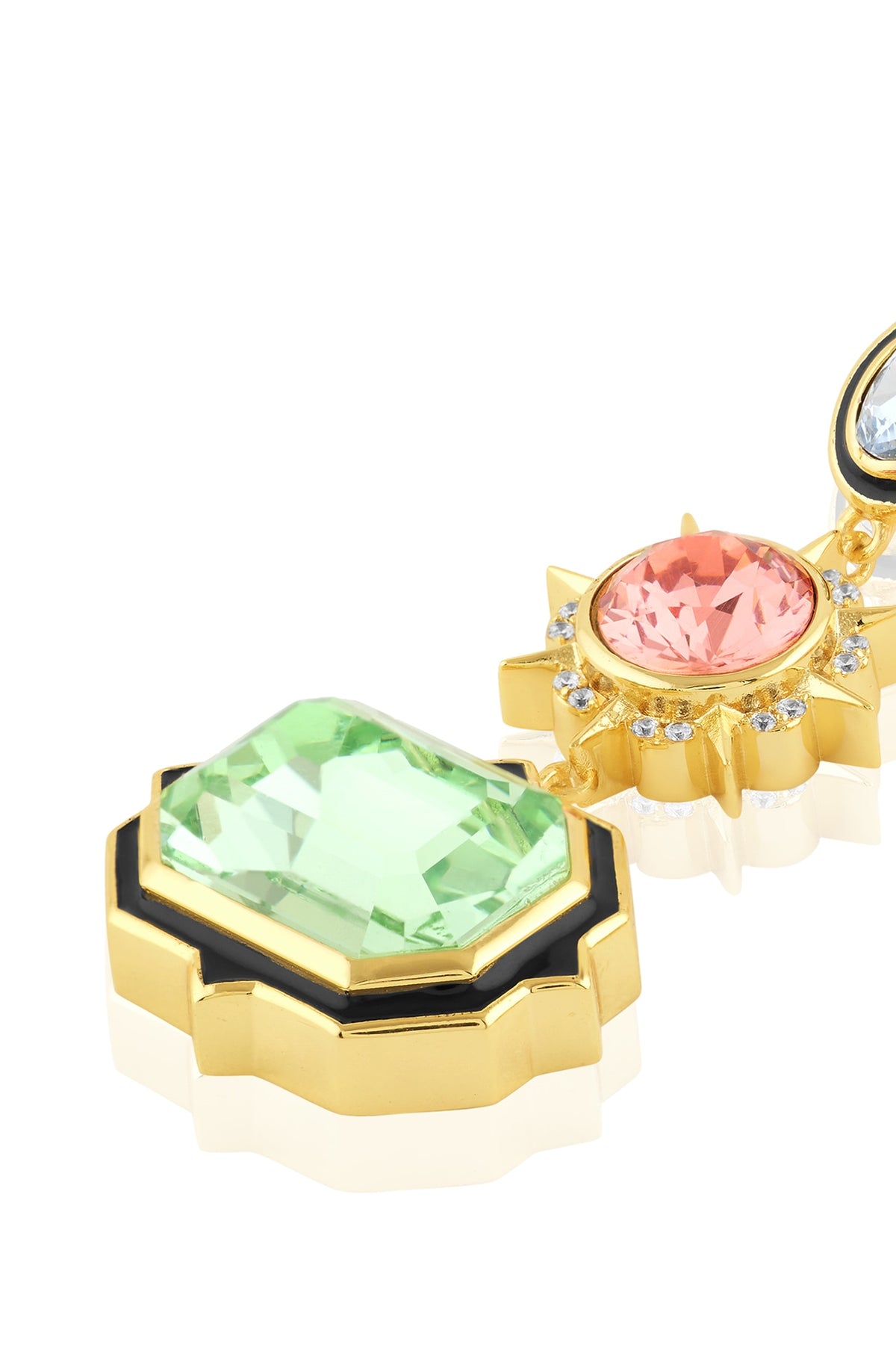 Gold Plated Multi-Colored Crystal Dangler Earrings