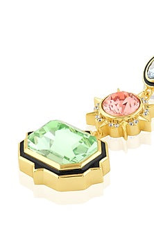 Gold Plated Multi-Colored Crystal Dangler Earrings