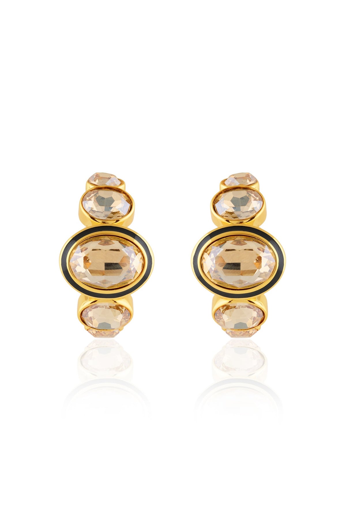 Gold Plated Yellow Crystal Hoop Earrings
