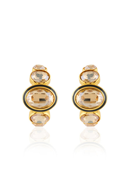 Gold Plated Yellow Crystal Hoop Earrings