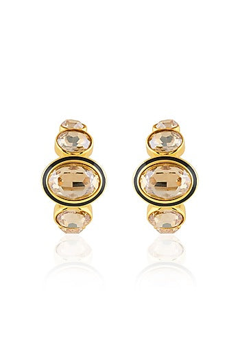 Gold Plated Yellow Crystal Hoop Earrings