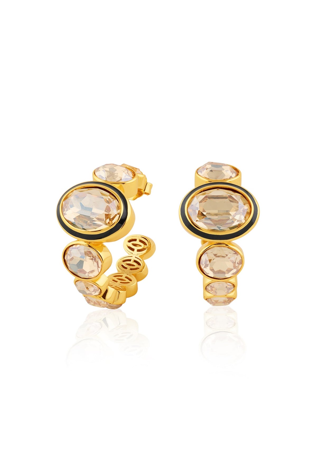 Gold Plated Yellow Crystal Hoop Earrings