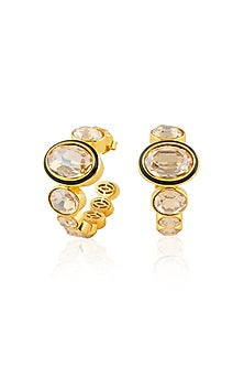 Gold Plated Yellow Crystal Hoop Earrings