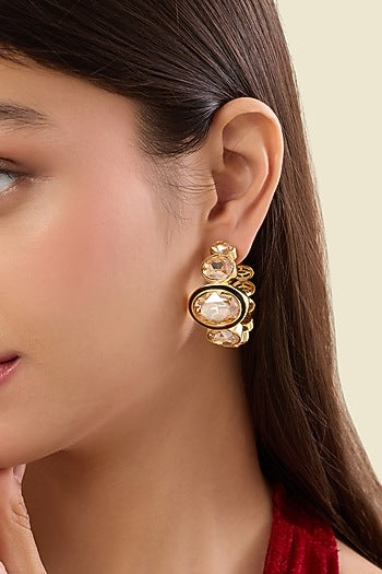 Gold Plated Yellow Crystal Hoop Earrings