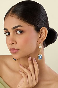 Gold Plated Multi-Colored Crystal Dangler Earrings