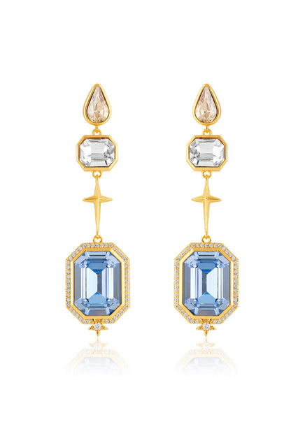 Gold Plated Multi-Colored Crystal Dangler Earrings
