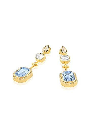 Gold Plated Multi-Colored Crystal Dangler Earrings