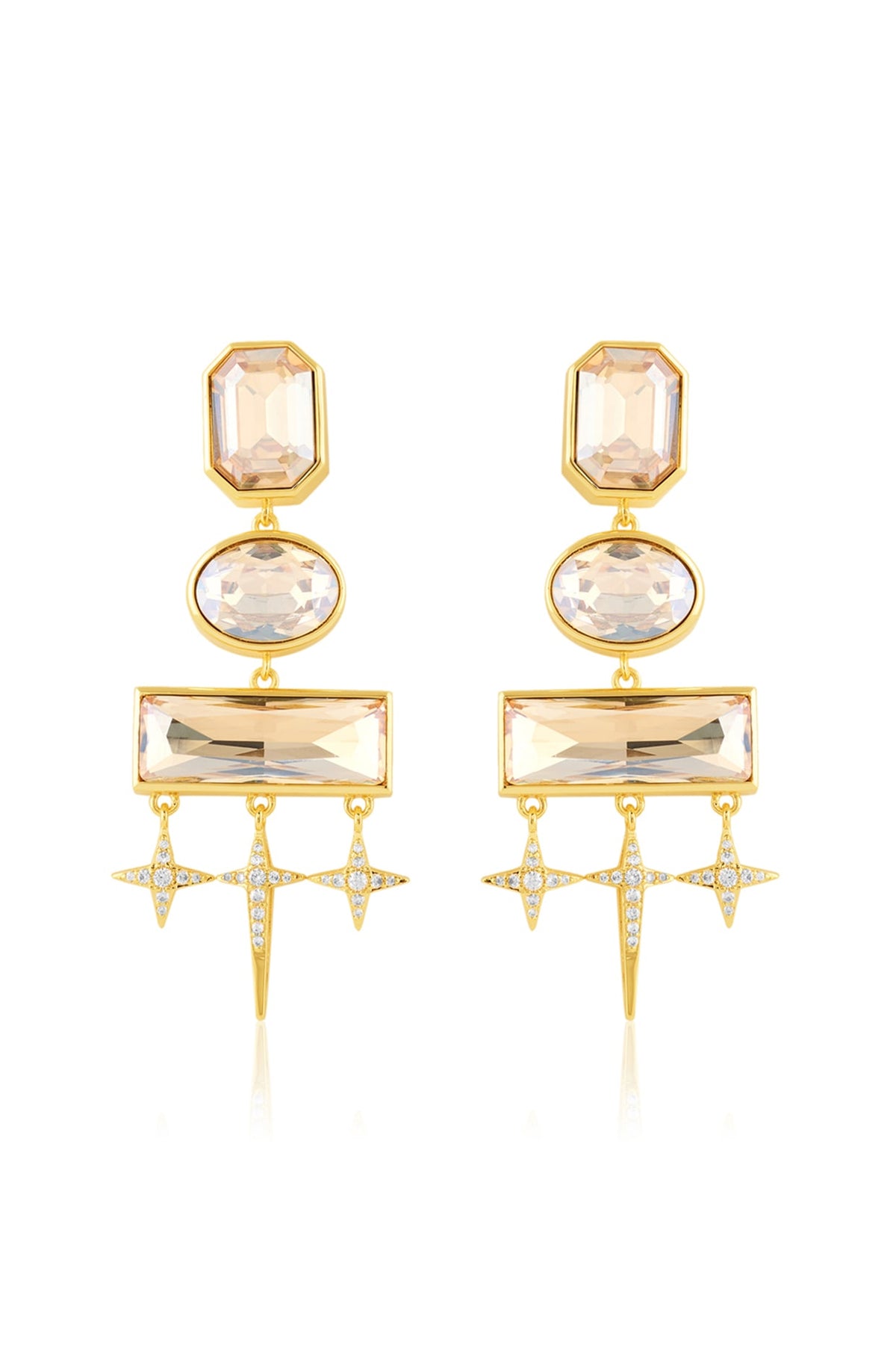 Gold Plated Yellow Crystal Dangler Earrings