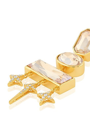 Gold Plated Yellow Crystal Dangler Earrings