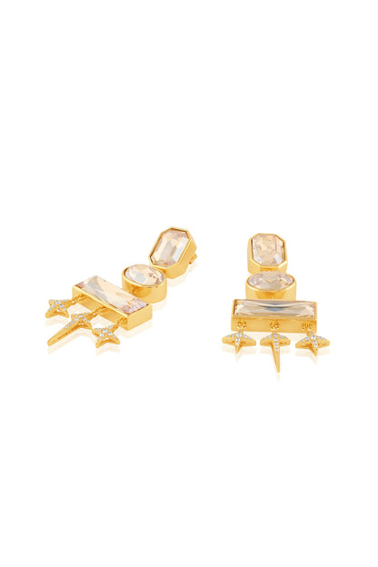 Gold Plated Yellow Crystal Dangler Earrings