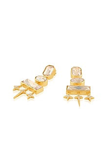 Gold Plated Yellow Crystal Dangler Earrings