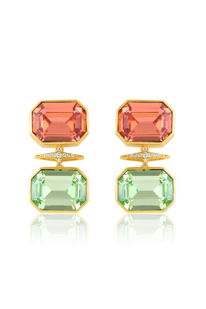 Gold Plated Multi-Colored Crystal Dangler Earrings