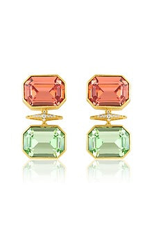 Gold Plated Multi-Colored Crystal Dangler Earrings