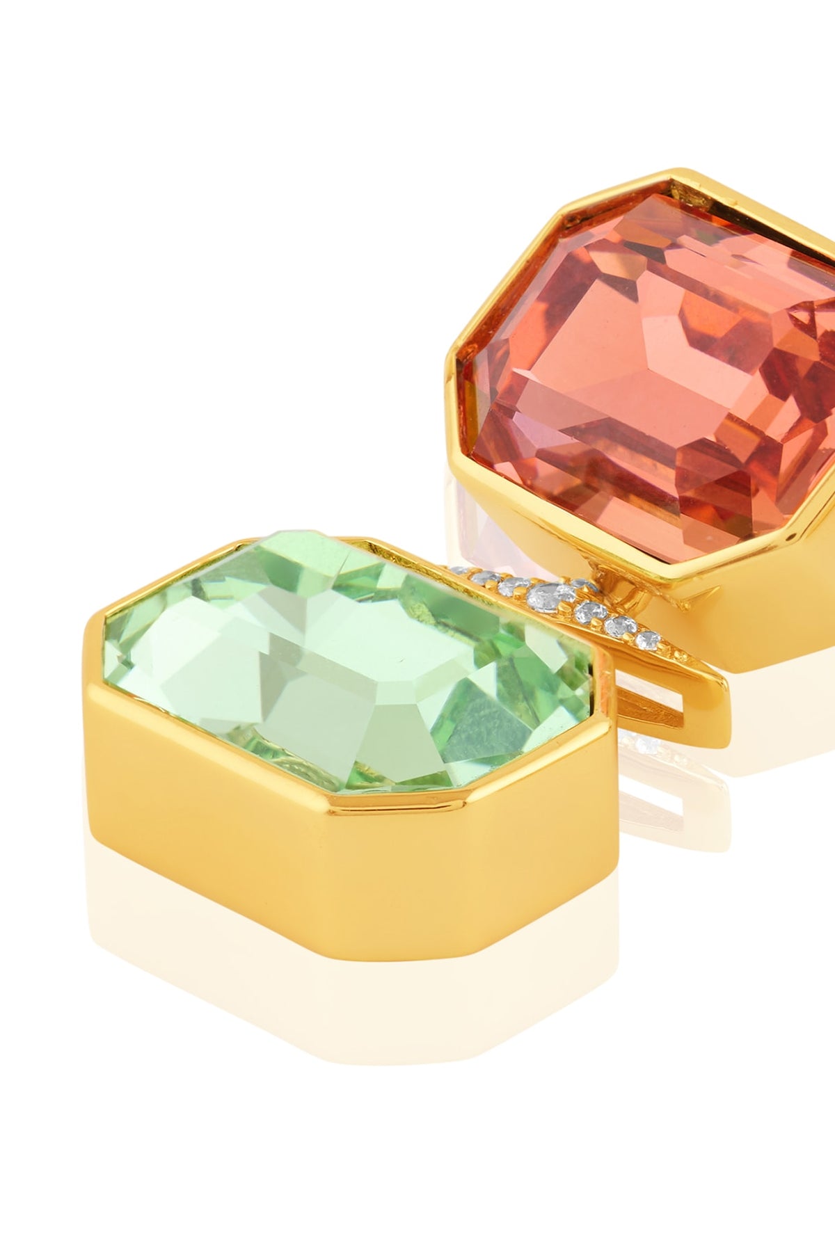 Gold Plated Multi-Colored Crystal Dangler Earrings