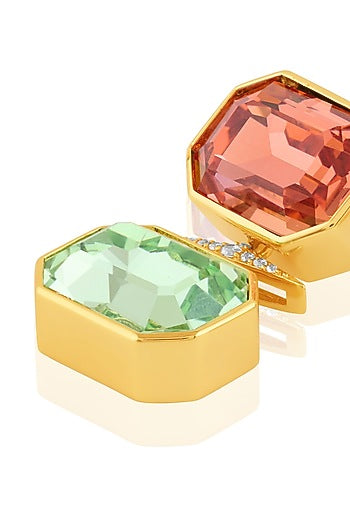 Gold Plated Multi-Colored Crystal Dangler Earrings