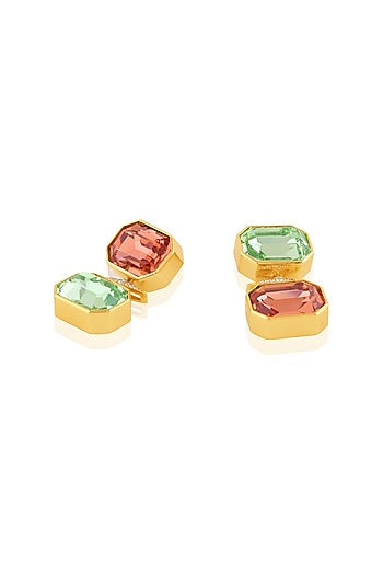 Gold Plated Multi-Colored Crystal Dangler Earrings