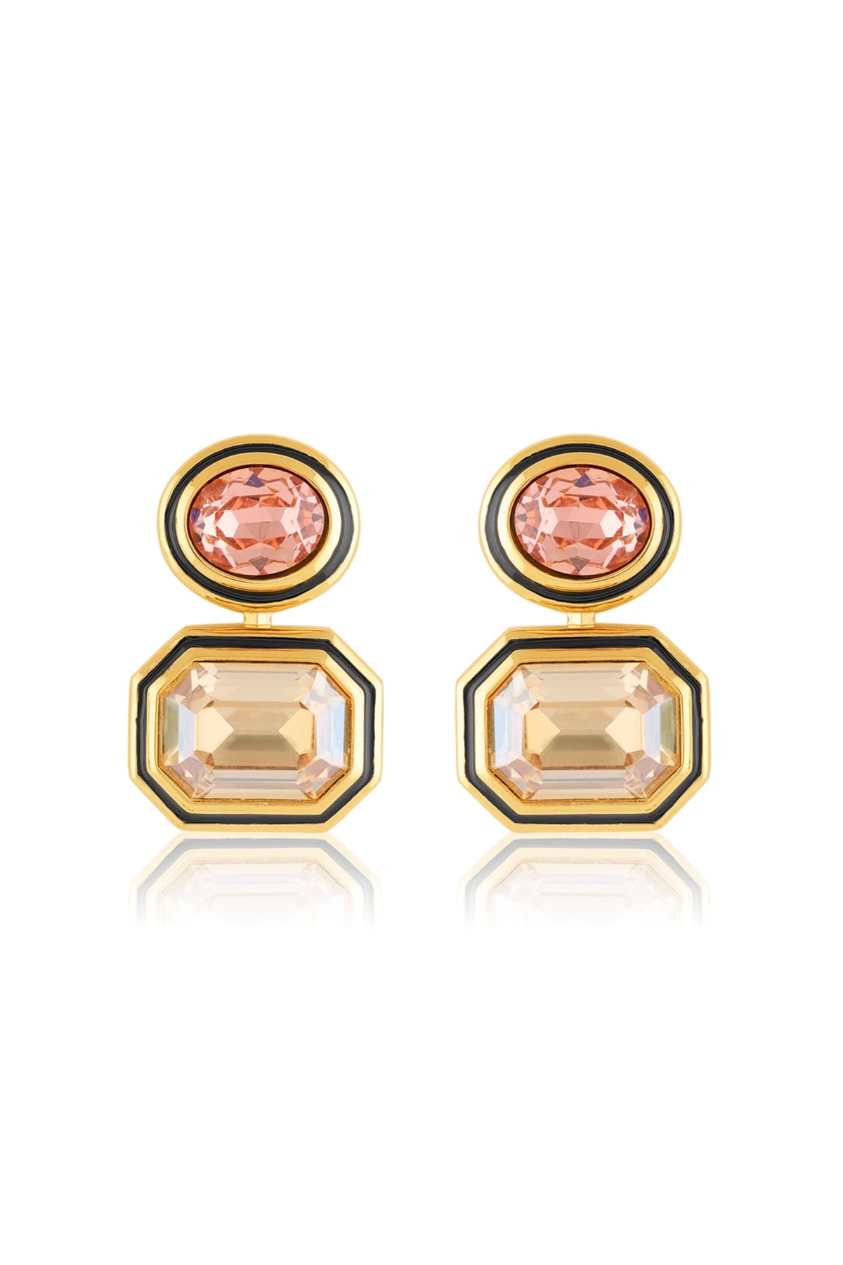 Gold Plated Multi-Colored Crystal Dangler Earrings