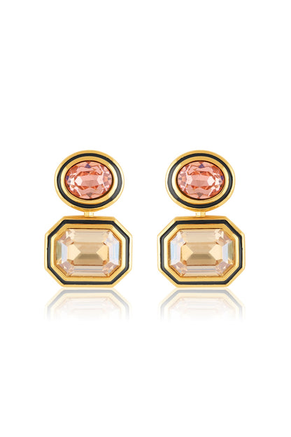 Gold Plated Multi-Colored Crystal Dangler Earrings