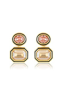 Gold Plated Multi-Colored Crystal Dangler Earrings