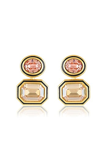 Gold Plated Multi-Colored Crystal Dangler Earrings