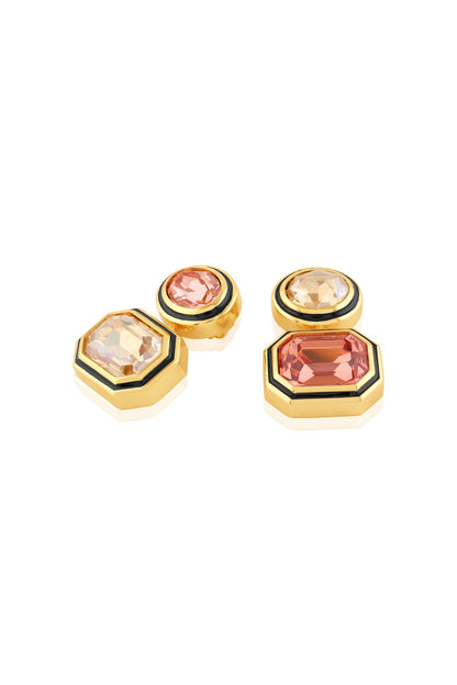 Gold Plated Multi-Colored Crystal Dangler Earrings