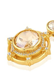 Gold Plated Yellow Crystal Dangler Earrings