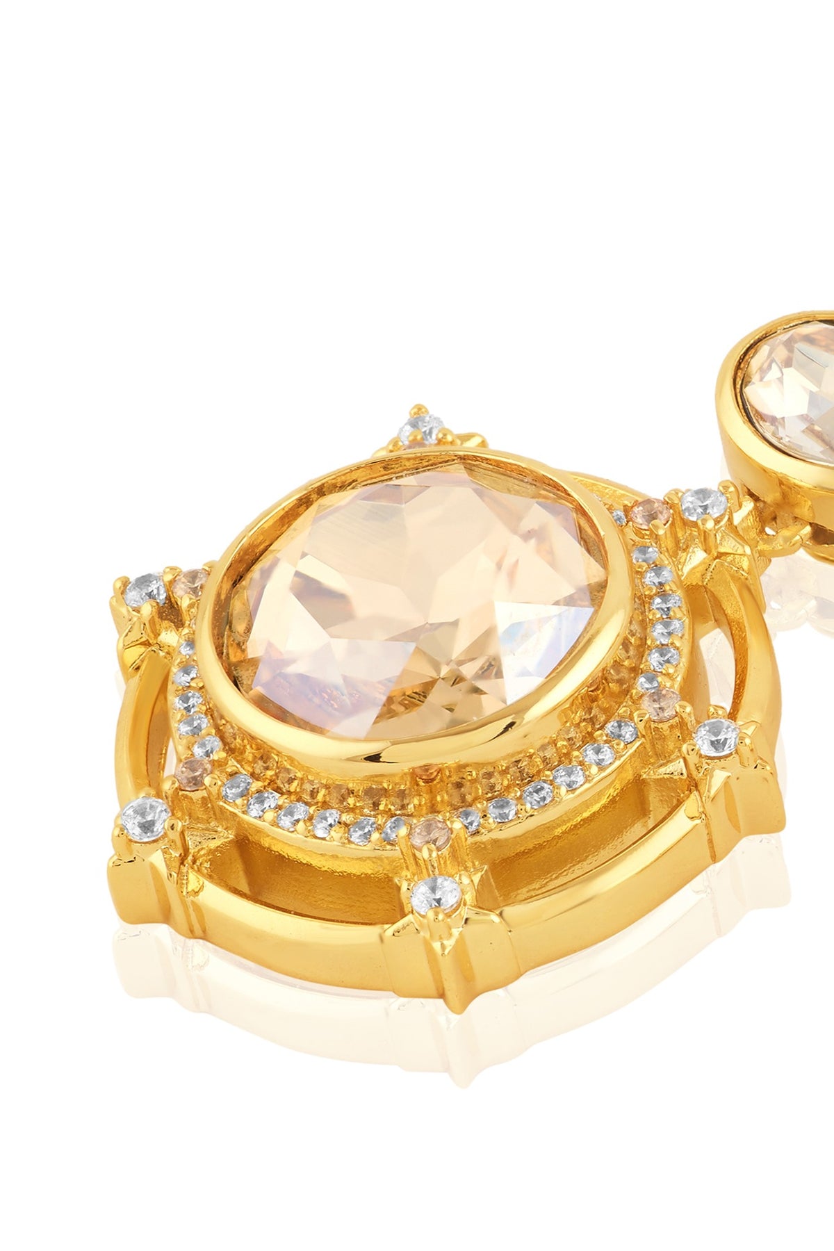 Gold Plated Yellow Crystal Dangler Earrings