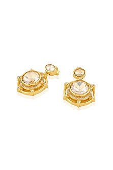 Gold Plated Yellow Crystal Dangler Earrings