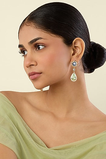 Gold Plated Multi-Colored Crystal Dangler Earrings