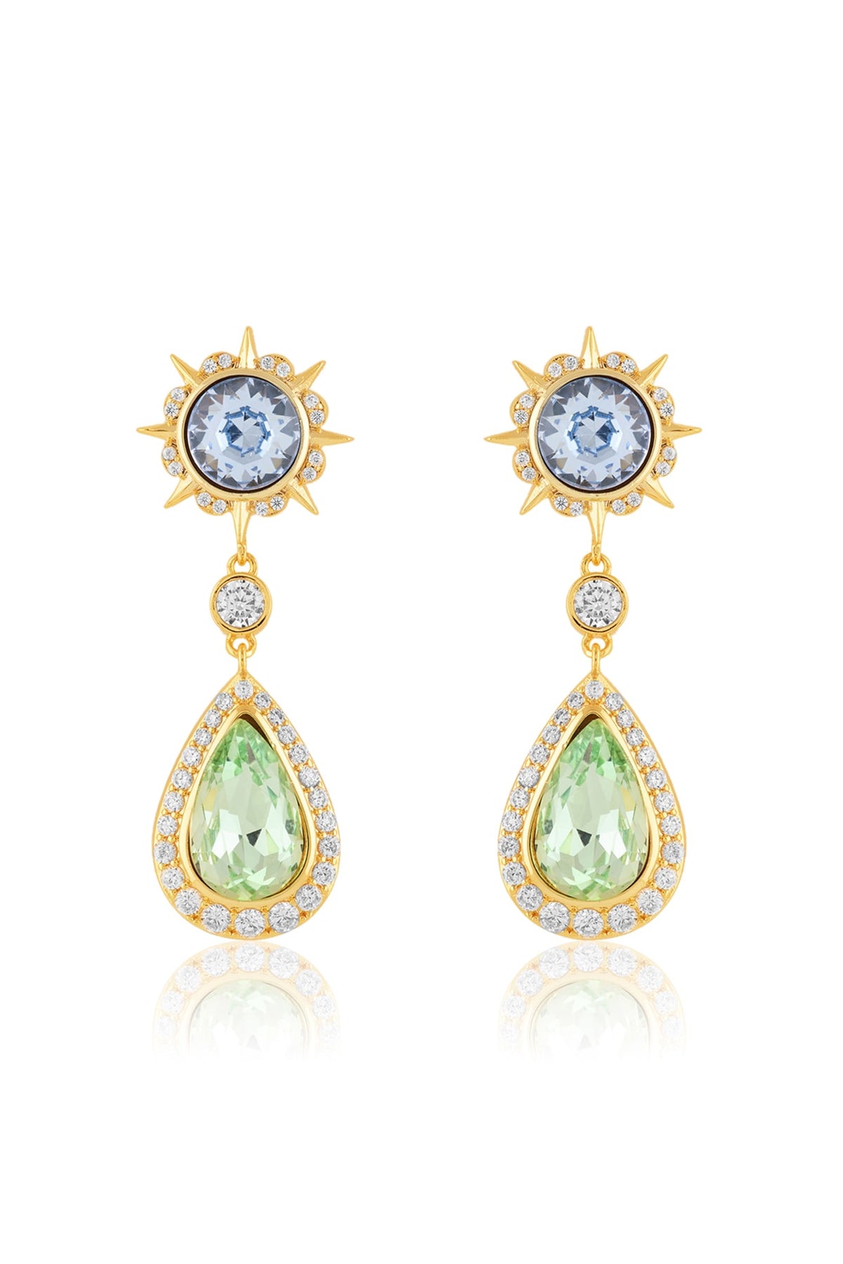 Gold Plated Multi-Colored Crystal Dangler Earrings