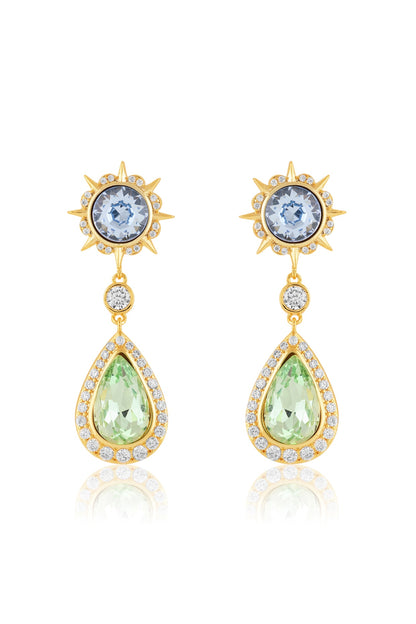 Gold Plated Multi-Colored Crystal Dangler Earrings