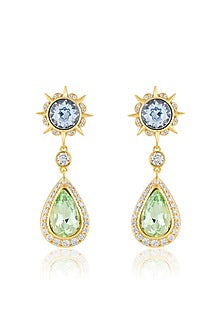 Gold Plated Multi-Colored Crystal Dangler Earrings