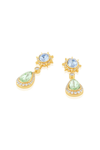 Gold Plated Multi-Colored Crystal Dangler Earrings