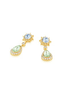 Gold Plated Multi-Colored Crystal Dangler Earrings