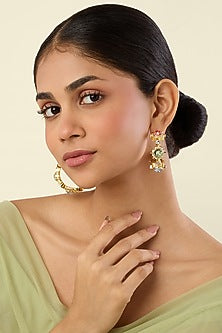 Gold Plated Multi-Colored Crystal Dangler Earrings