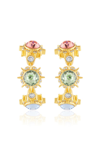 Gold Plated Multi-Colored Crystal Dangler Earrings