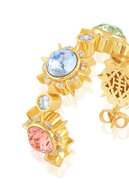 Gold Plated Multi-Colored Crystal Dangler Earrings