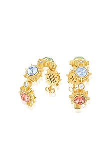Gold Plated Multi-Colored Crystal Dangler Earrings