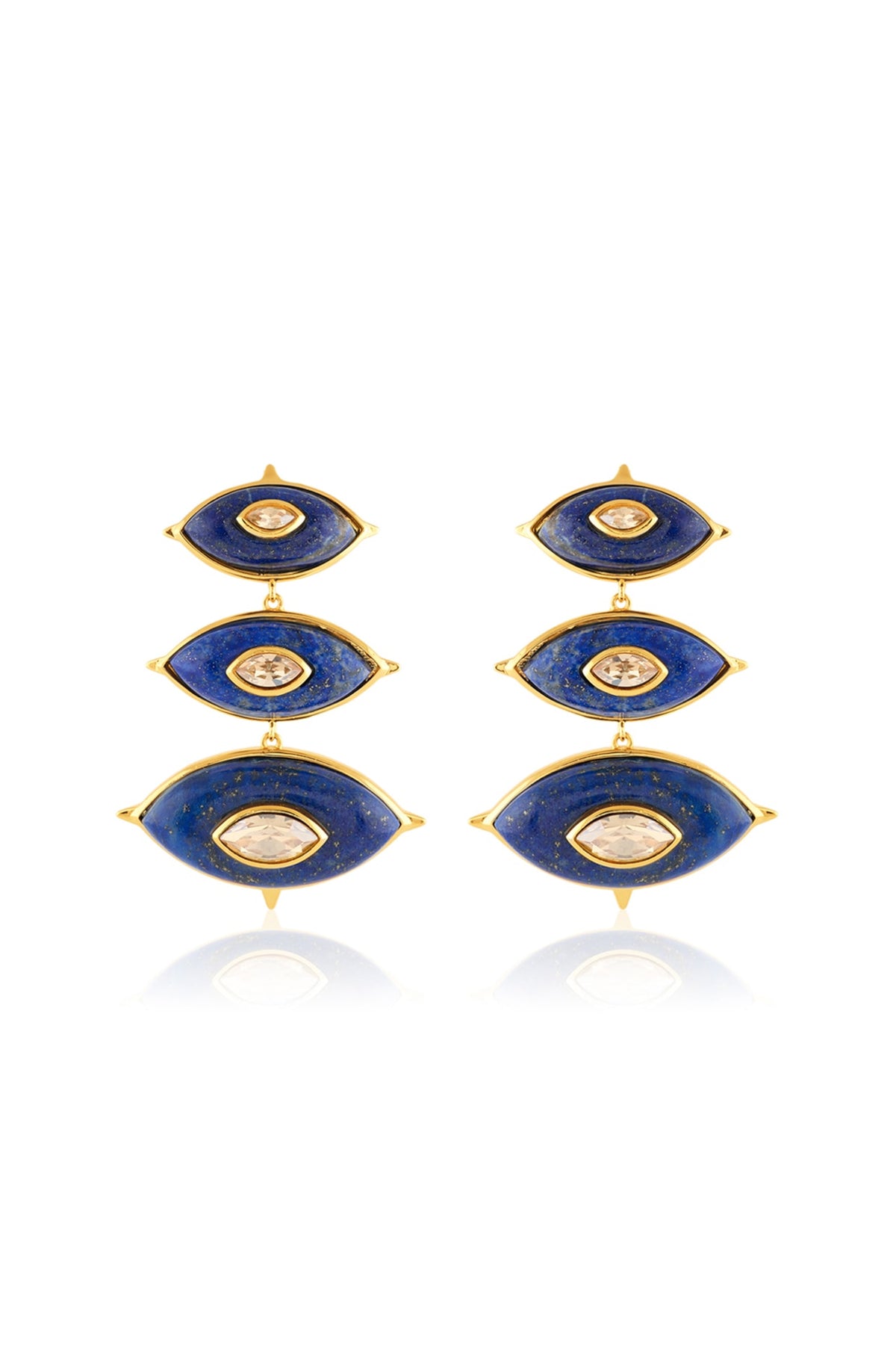Gold Plated Blue Crystal Dangler Earrings