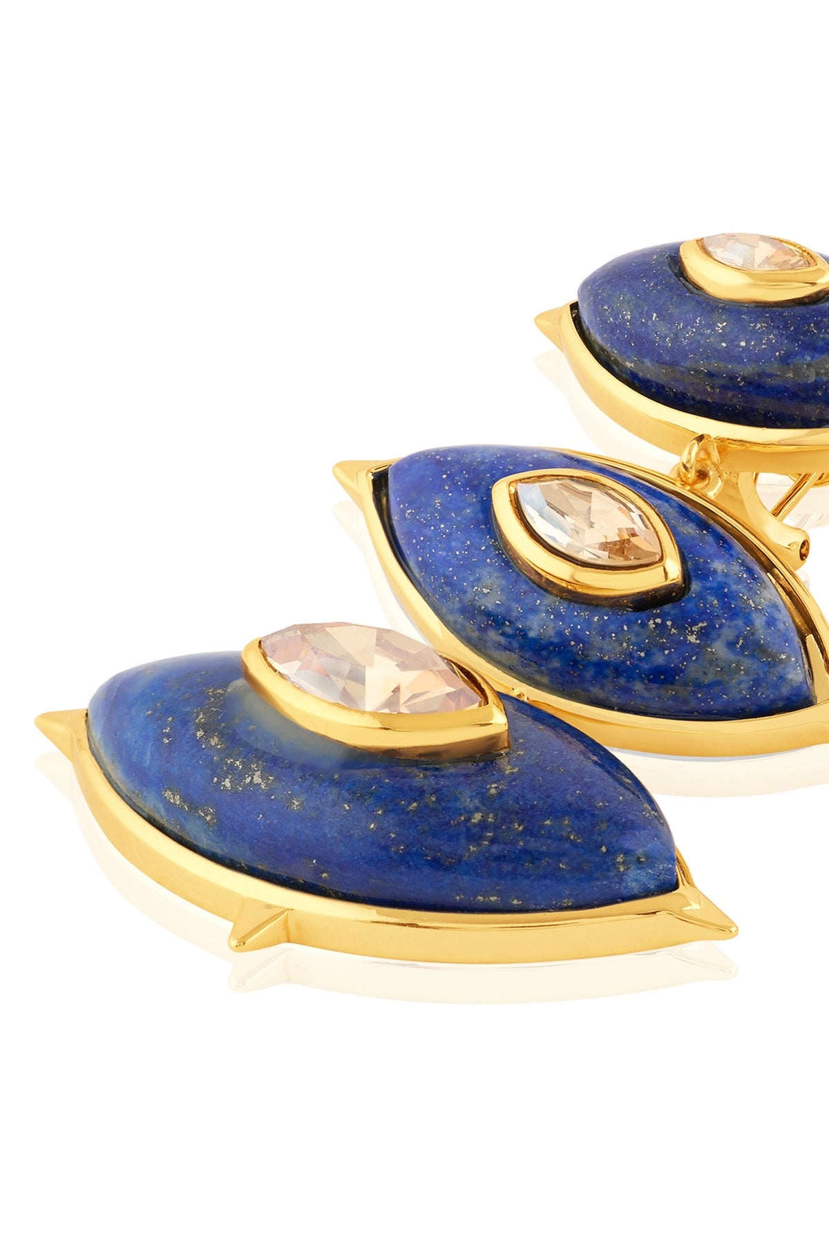 Gold Plated Blue Crystal Dangler Earrings