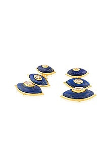 Gold Plated Blue Crystal Dangler Earrings