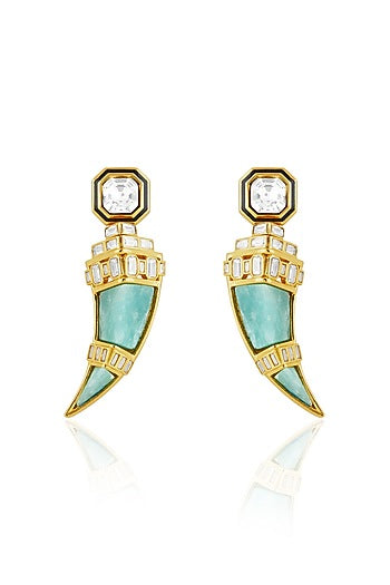 Gold Plated Amazonite Crystal Dangler Earrings