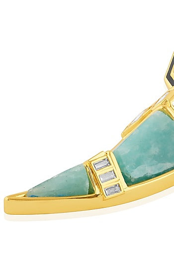Gold Plated Amazonite Crystal Dangler Earrings