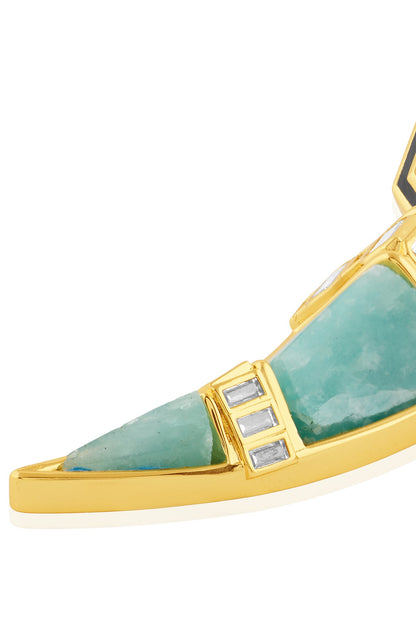 Gold Plated Amazonite Crystal Dangler Earrings