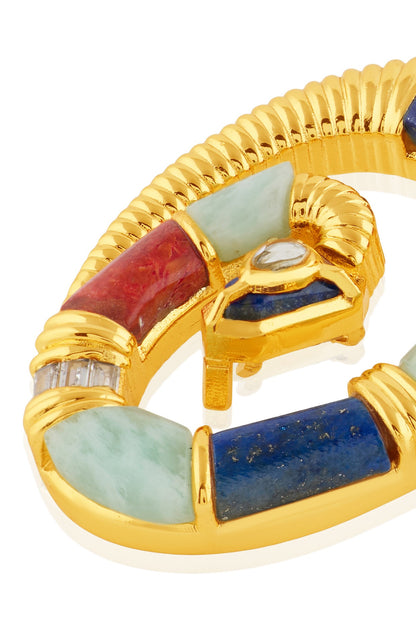 Gold Plated Lapis Lazuli & Crystal Stud Earrings