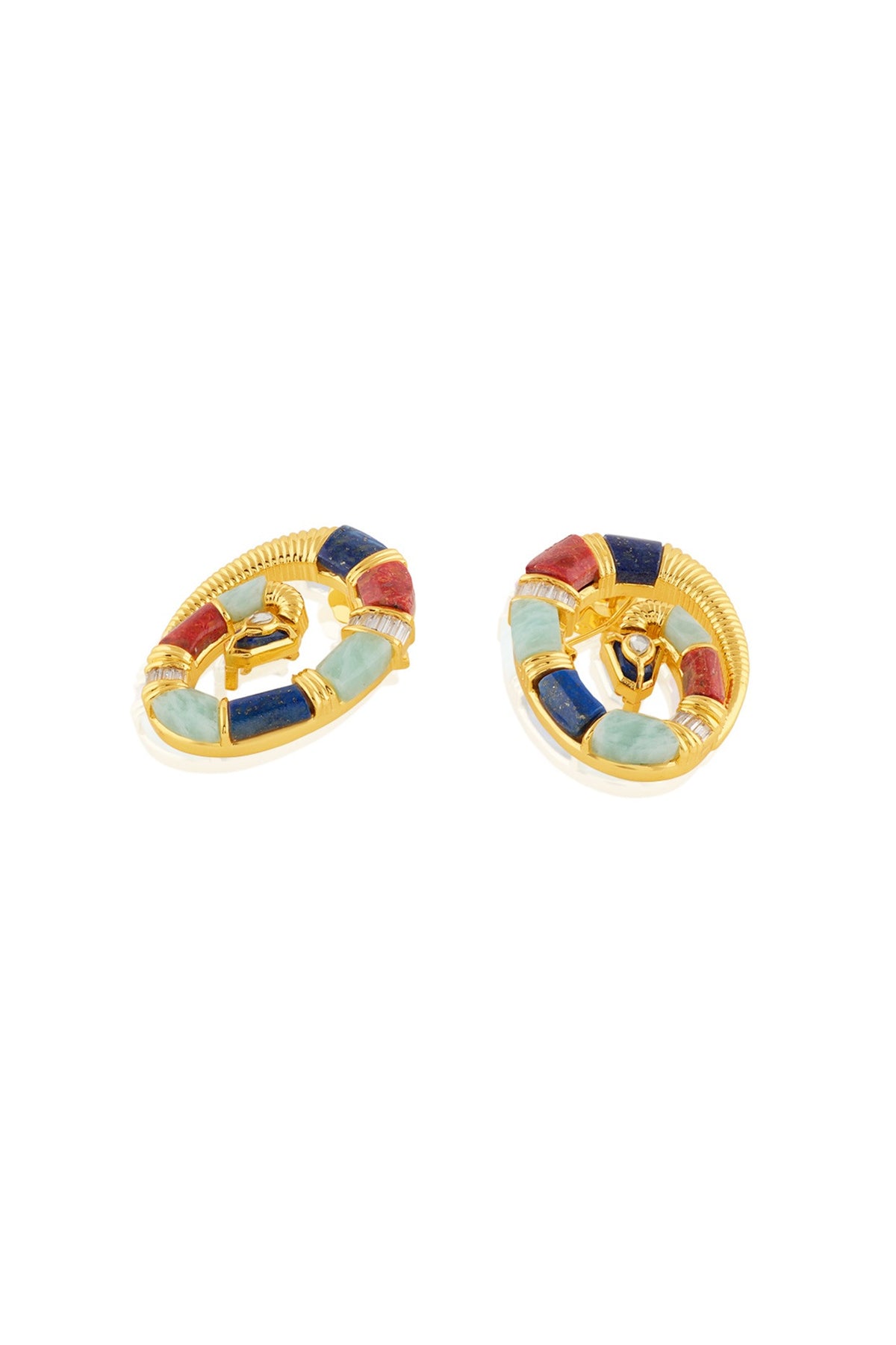 Gold Plated Lapis Lazuli & Crystal Stud Earrings