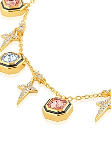 Gold Plated Multi-Colored Crystal Choker Charm Necklace