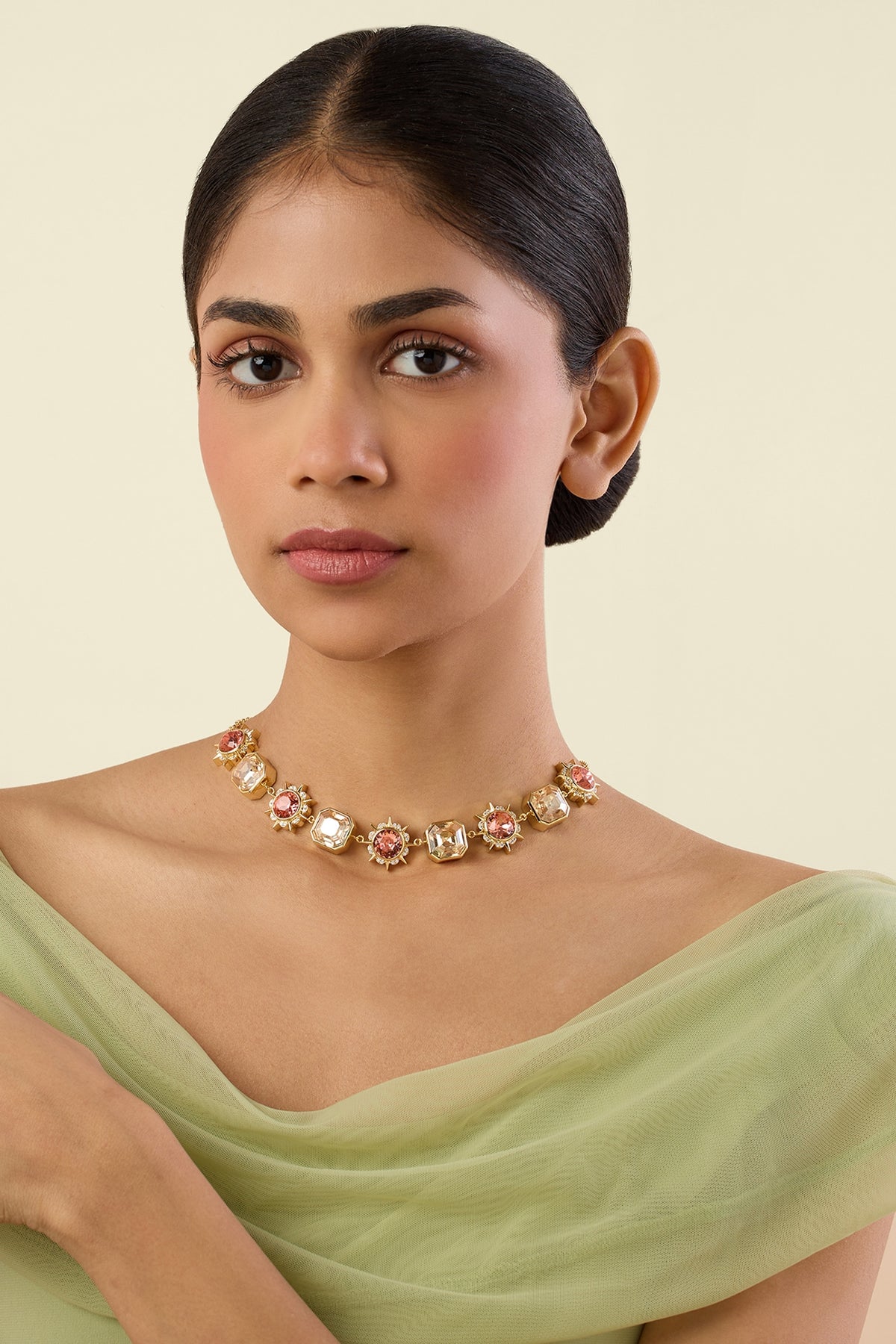 Gold Plated Yellow Crystal Necklace